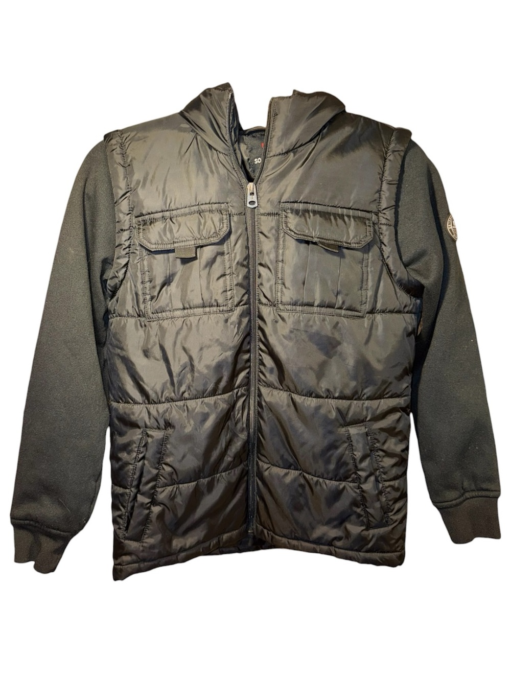 Southpole Kids Quilted Puffer Jacket with Knit Sleeves